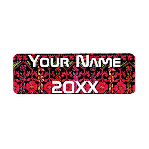 Palestinian Embroidery Tatreez printed Design Return Address Label