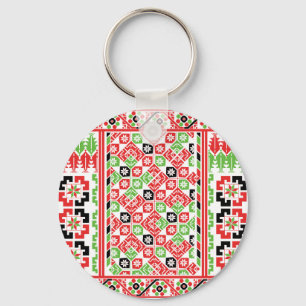 Palestinian Embroidery Tatreez printed design Roun Key Ring