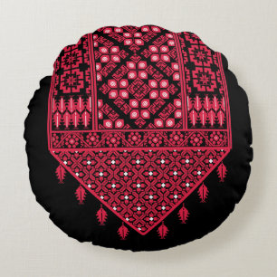 Palestinian Embroidery Tatreez printed design Round Cushion