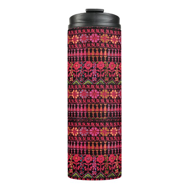 Palestinian Embroidery Tatreez printed Design Thermal Tumbler (Front)