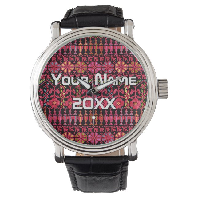 Palestinian Embroidery Tatreez printed Design Watch (Front)