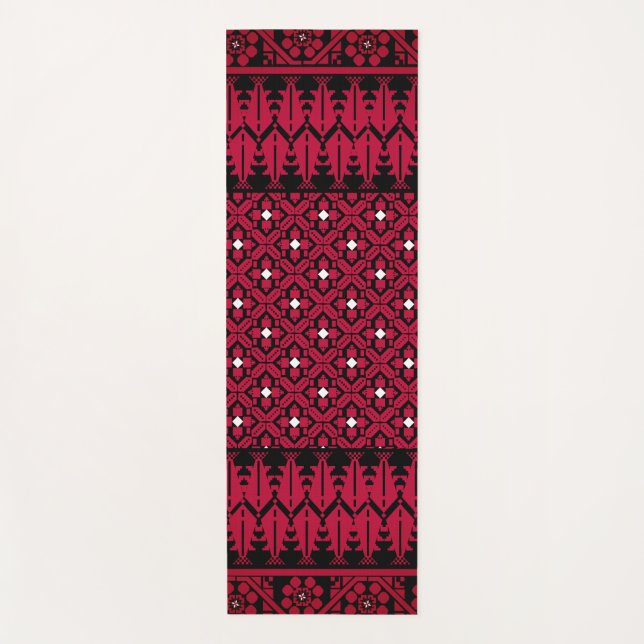 Palestinian Embroidery Tatreez printed design Yoga Mat (Front)