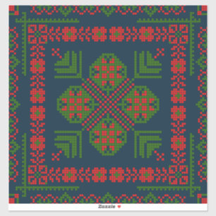 Palestinian Embroidery Tatreez red green 5 Pattern