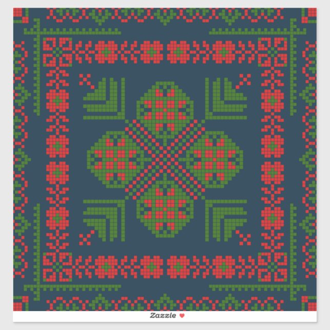 Palestinian Embroidery Tatreez red green 5 Pattern (Sheet)