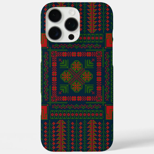 Palestinian Embroidery Tatreez red green 5 Pattern Case-Mate iPhone Case (Back)
