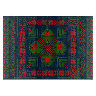 Palestinian Embroidery Tatreez red green 5 Pattern Cutting Board