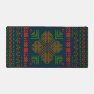 Palestinian Embroidery Tatreez red green 5 Pattern Desk Mat