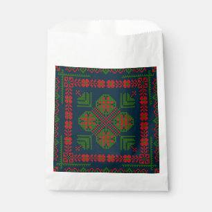Palestinian Embroidery Tatreez red green 5 Pattern Favour Bag