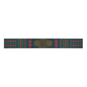 Palestinian Embroidery Tatreez red green 5 Pattern Grosgrain Ribbon