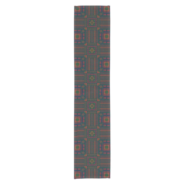 Palestinian Embroidery Tatreez red green 5 Pattern Short Table Runner (Front)