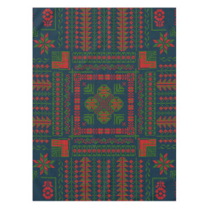 Palestinian Embroidery Tatreez red green 5 Pattern Tablecloth