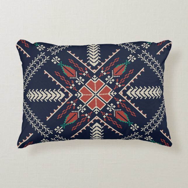 Palestinian Embroidery: Traditional Pattern Design Decorative Cushion (Front)