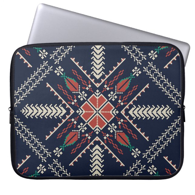 Palestinian Embroidery: Traditional Pattern Design Laptop Sleeve (Front)