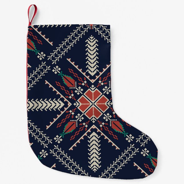 Palestinian Embroidery: Traditional Pattern Design Small Christmas Stocking (Front)