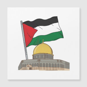 Palestinian flag above the Dome of the Rock Mosque