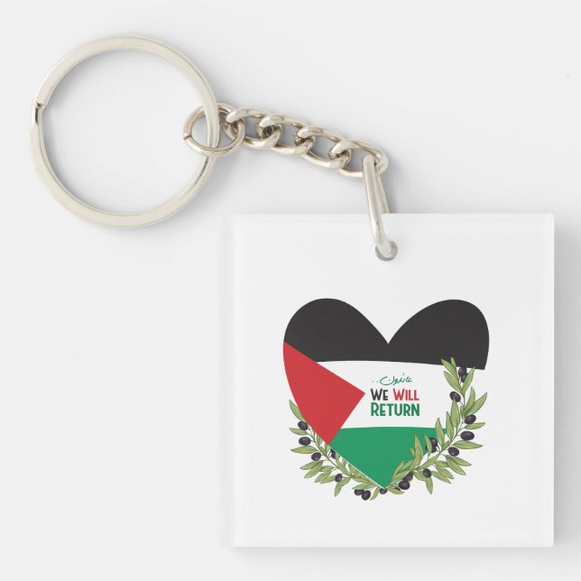 Palestinian Flag and Olive Branches Key Ring (Front)