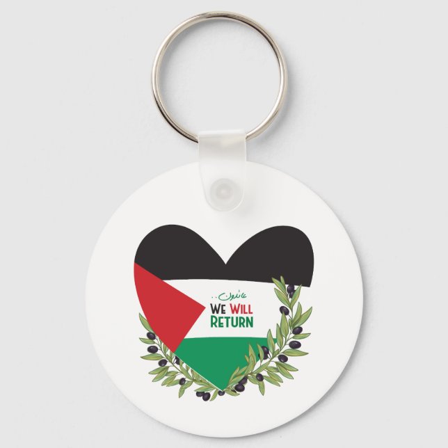 Palestinian Flag and Olive Branches Key Ring (Front)