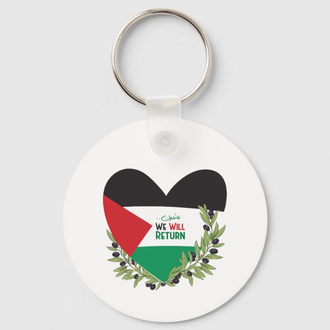 Palestinian Flag and Olive Branches Key Ring (Front)