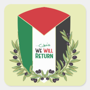 Palestinian Flag and Olive Branches Square Sticker