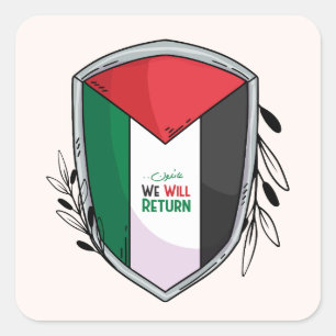 Palestinian Flag and Olive Branches Square Sticker