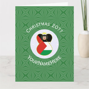 Palestinian Flag Angel Christmas Personalised Card