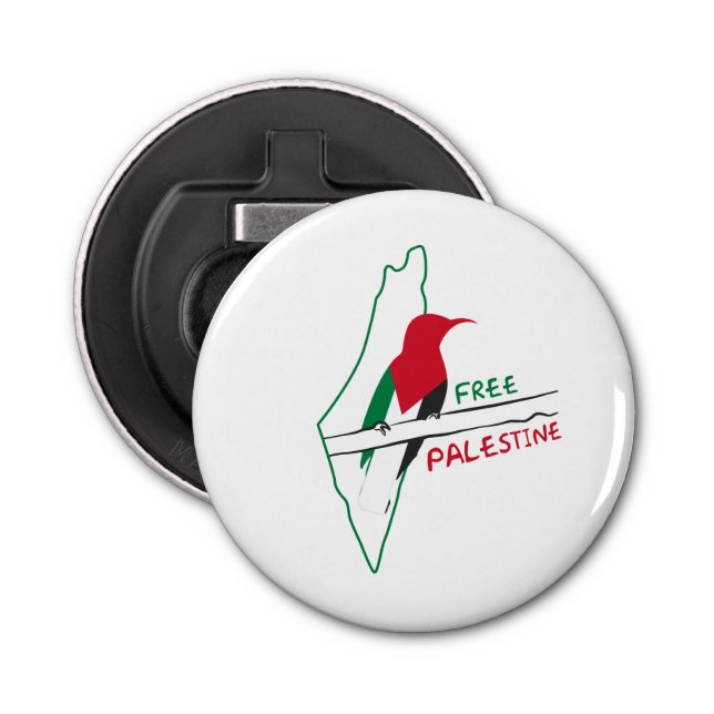 Palestinian flag map bird  bottle opener (Front)