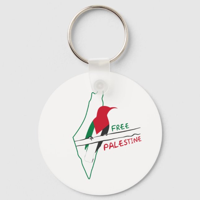 Palestinian flag map bird key ring (Front)