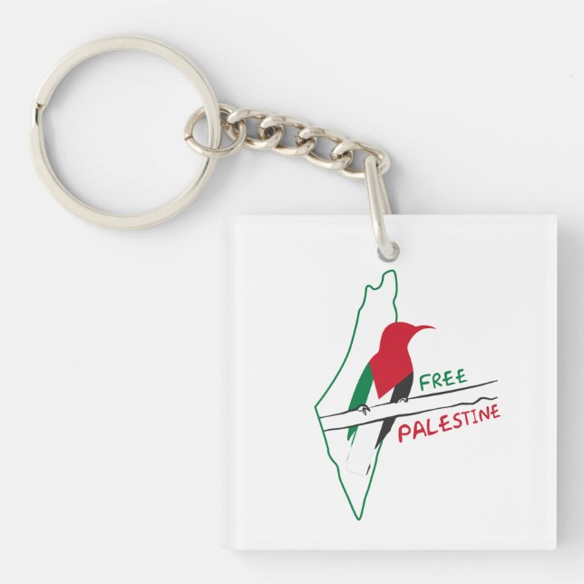 Palestinian flag map bird keychain (Front)