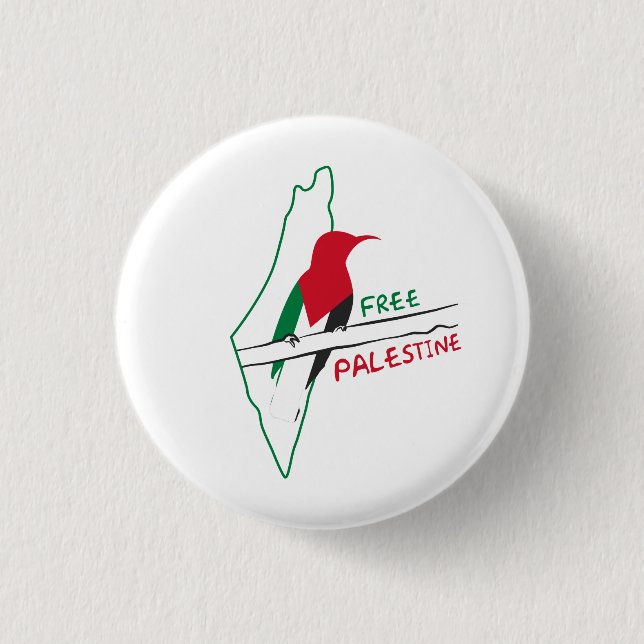 Palestinian flag map bird keychain 3 cm round badge (Front)