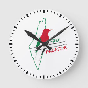 Palestinian flag map bird watch round clock