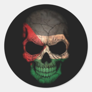 Palestinian Flag Skull on Black Classic Round Sticker