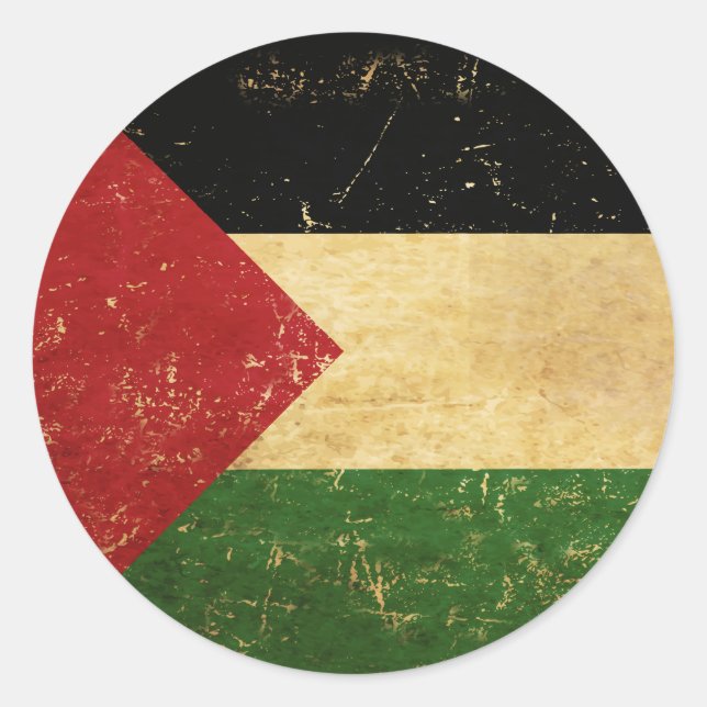 Palestinian Flag Vintage Classic Round Sticker (Front)