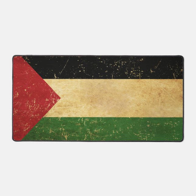 Palestinian Flag Vintage Grunge Desk Mat (Front)