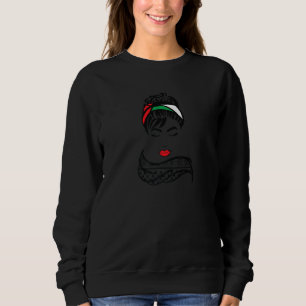 Palestinian Girl With Palestine Flag And Kufeya Sc Sweatshirt