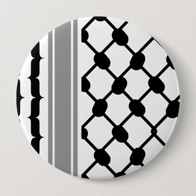 Palestinian Hatta Keffiyeh Kufiya Folk (2 Pattern) 10 Cm Round Badge (Front)