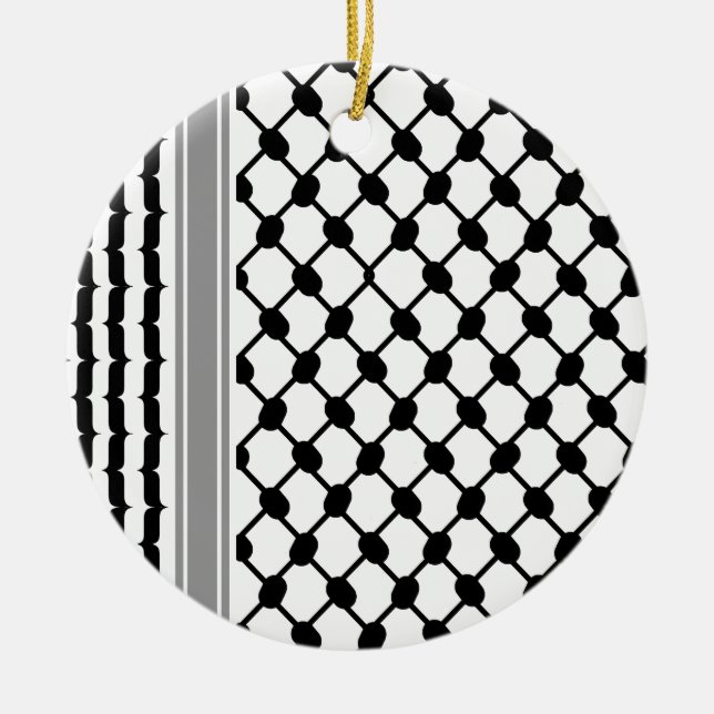 Palestinian Hatta Keffiyeh Kufiya Folk (2 Pattern) Ceramic Ornament (Front)