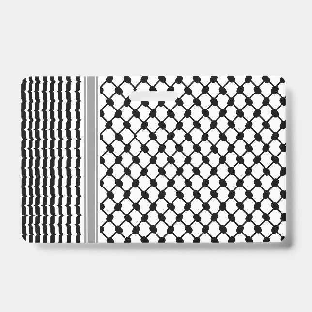 Palestinian Hatta Keffiyeh Kufiya Folk (2 Pattern) ID Badge (Front)