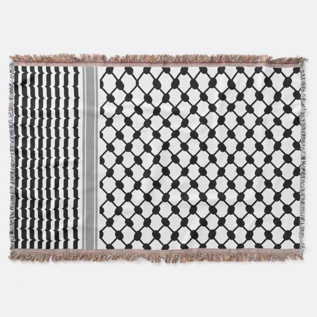 Palestinian Hatta Keffiyeh Kufiya Folk (2 Pattern) Throw Blanket (Front)