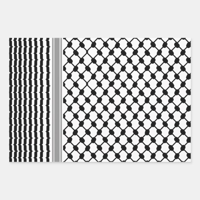 Palestinian Hatta Keffiyeh Kufiya Folk (2 Pattern) Wrapping Paper Sheet (Front)