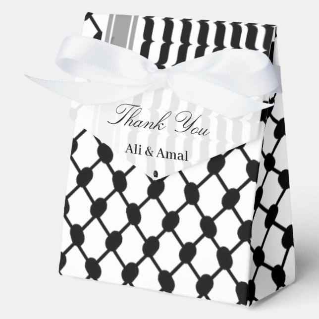 Palestinian Hatta Keffiyeh Thank You Wedding  Favour Box (Front)