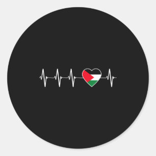 Palestinian Heartbeat I Love Palestine Flag Heart Classic Round Sticker