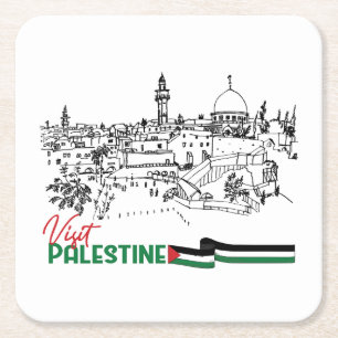 Palestinian Heritage and Hope Square Paper Coaster