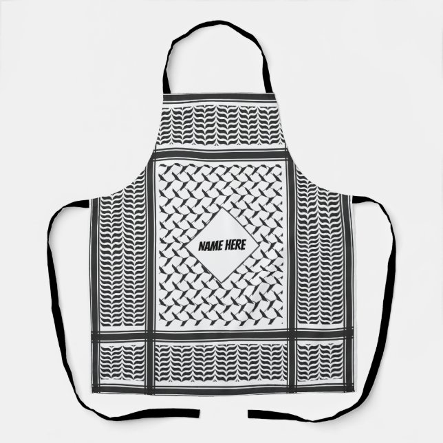 Palestinian Joranian kuffiya black & white shemag Apron (Front)
