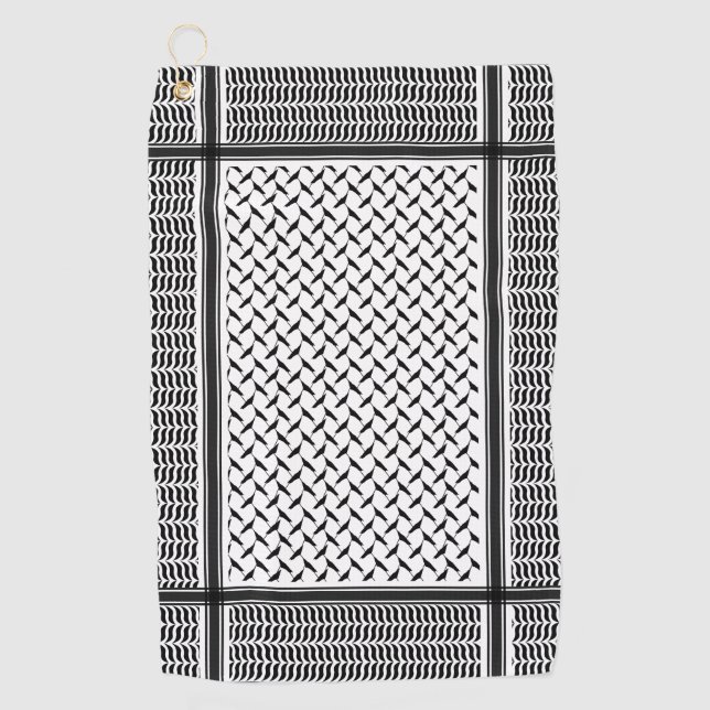 Palestinian Joranian kuffiya black & white shemag  Golf Towel (Front)