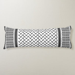 Palestinian Joranian kuffiya black & white shemagh Body Cushion