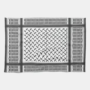 Palestinian Joranian kuffiya black & white shemagh Tea Towel