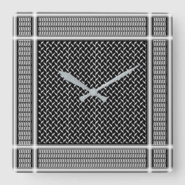 Palestinian Keffiyeh Apron Kitchen Towel Square Wall Clock (Front)