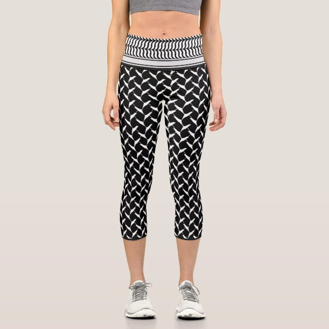 Palestinian Keffiyeh Capri Leggings (Front)