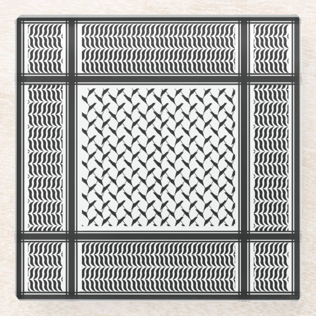 Palestinian keffiyeh glass coaster (Front)