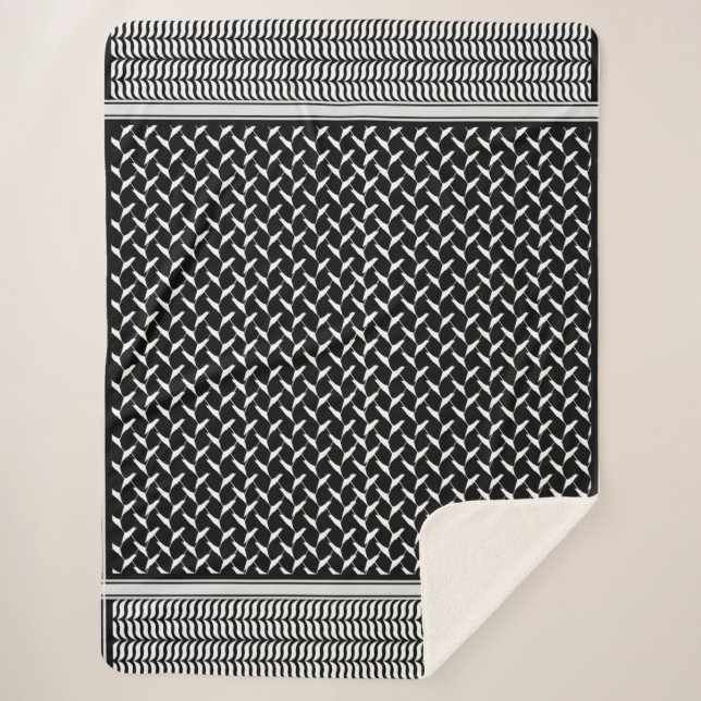 Palestinian Keffiyeh Sherpa Blanket (Front)